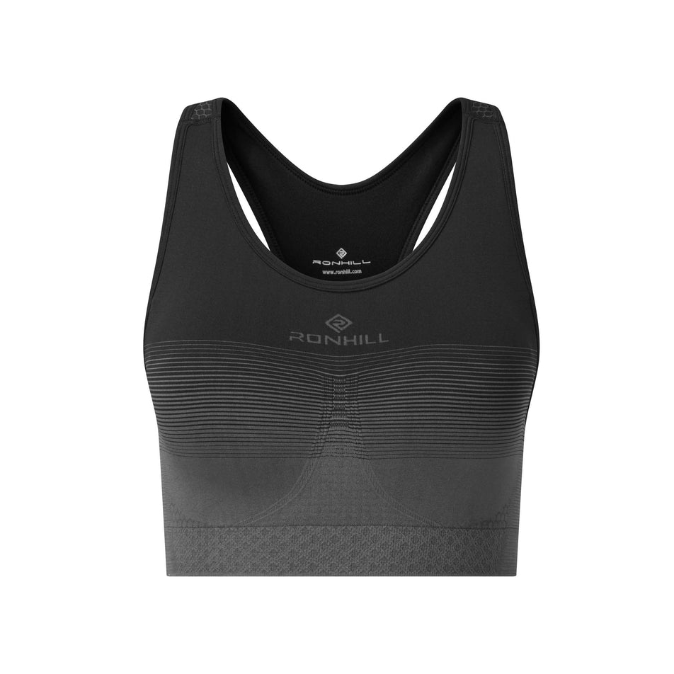 Front view of Ronhill Women's Seamless Running Bra in black (7574277685410)