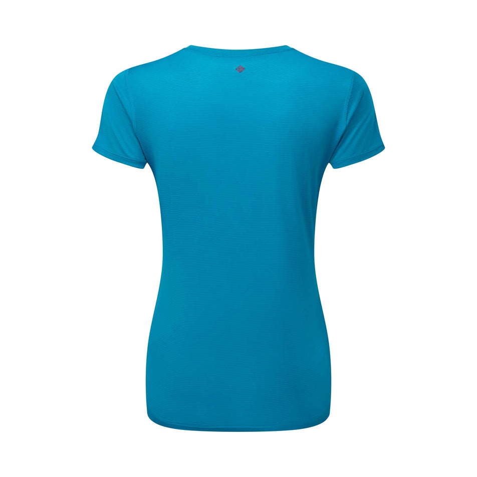 Back view of Ronhill Women's Tech S/S Running Tee in blue (7572866039970)