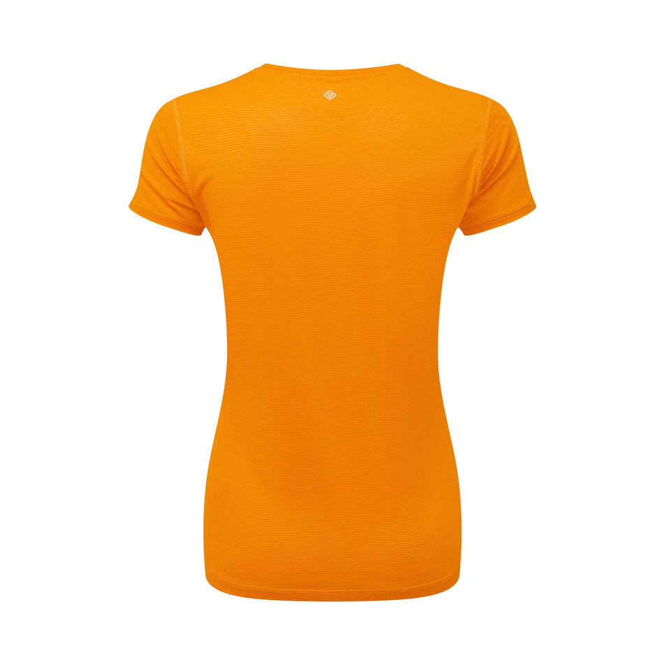 Back view of Ronhill Women's Tech S/S Running Tee in orange. (7744913408162)