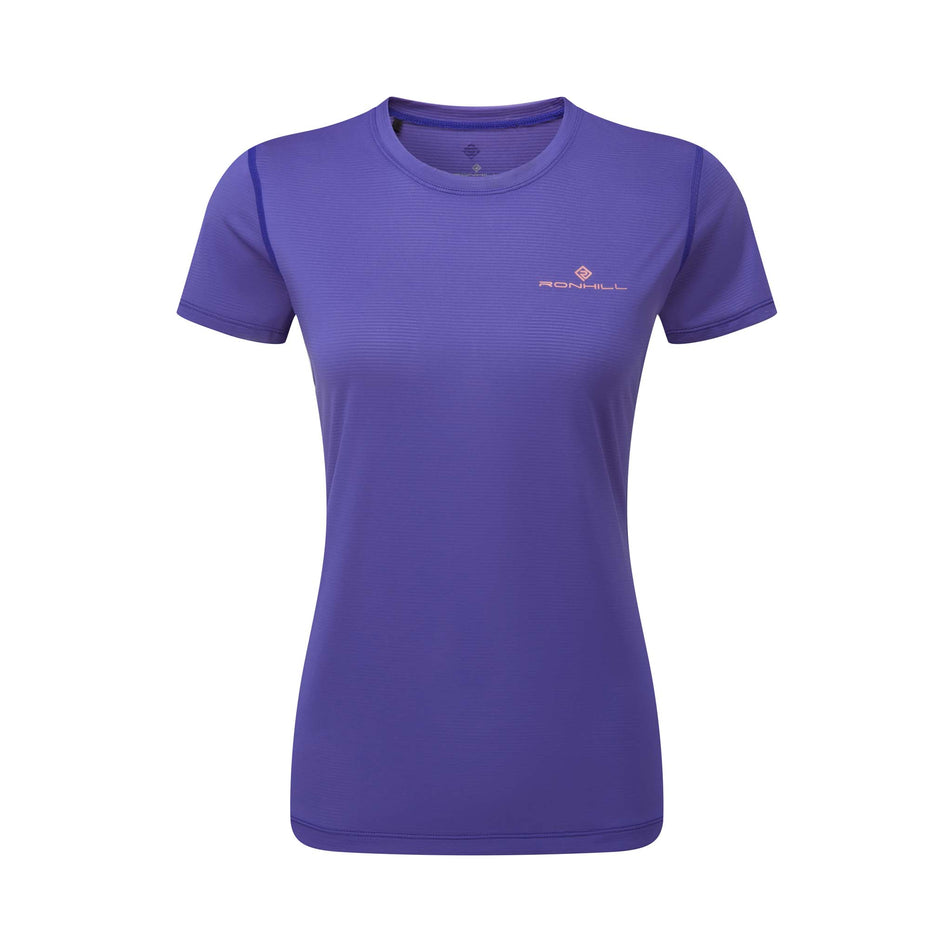 Front view of Ronhill Women's Tech S/S Running Tee in purple (7579766161570)