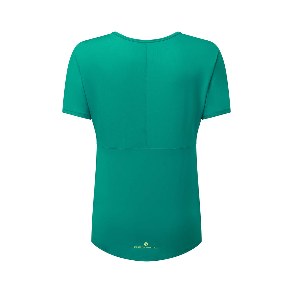 Back view of Ronhill Women's Life Wellness S/S Running Tee in green (7576121016482)