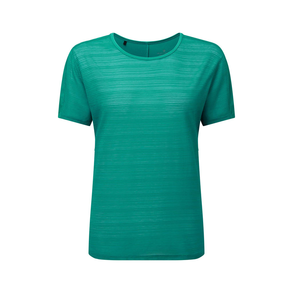 Front view of Ronhill Women's Life Wellness S/S Running Tee in green (7576121016482)