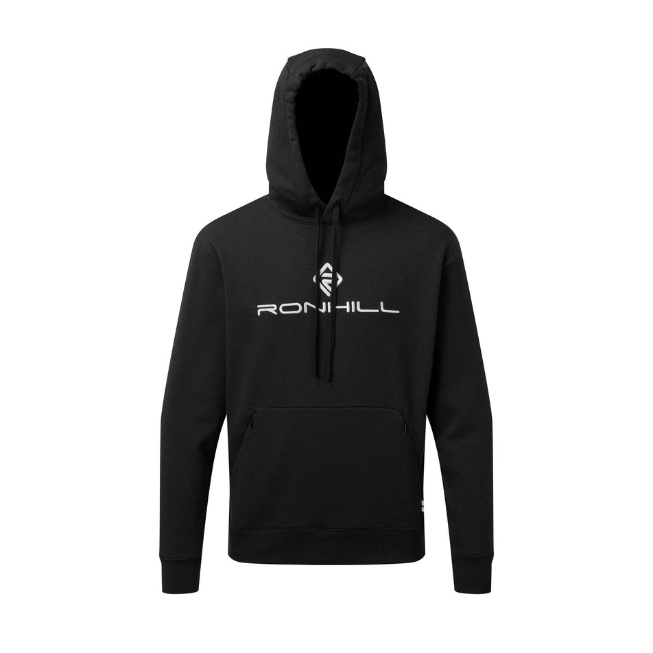 Front view of Ronhill Men's Life PB Running Hoodie in black (7593502343330)
