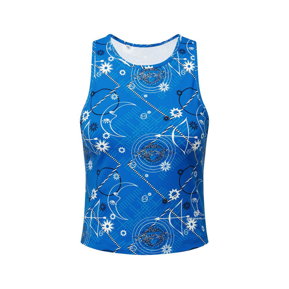 Front view of Ronhill Women's Life Balance Running Tank in blue (7579962867874)