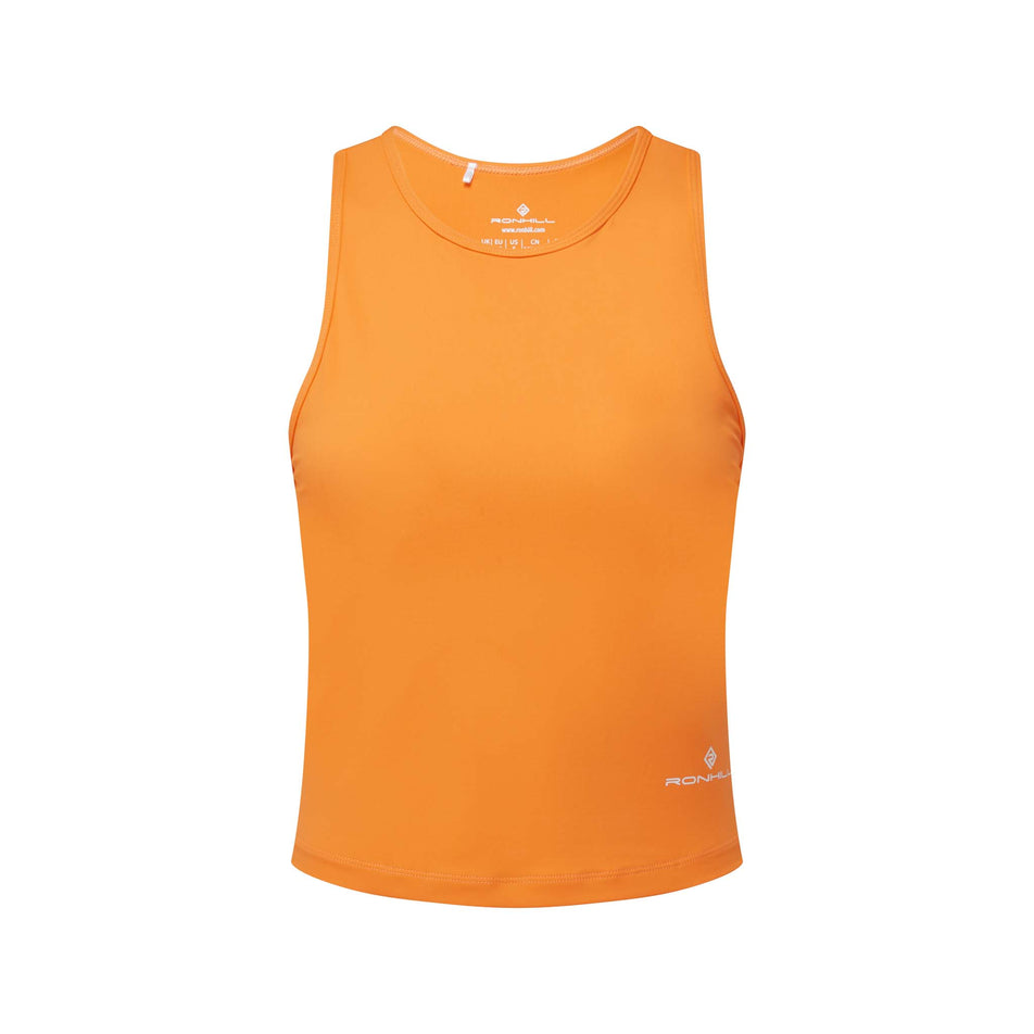Front view of Ronhill Women's Life Balance Running Tank in orange (7579958706338)