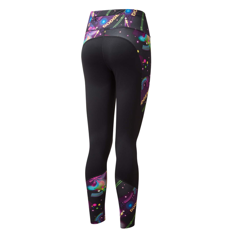Rear view of Ronhill Women's Life Satori Running Tight in black. (7745842675874)