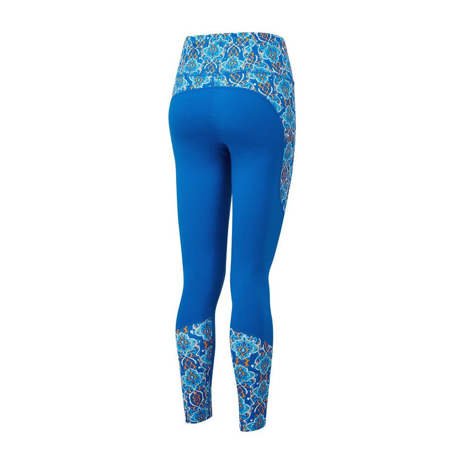 Rear view of Ronhill Women's Life Satori Running Tight in blue (7579982823586)