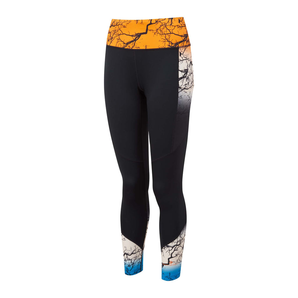 Front view of Ronhill Women's Life Satori Running Tight in black (7579986526370)