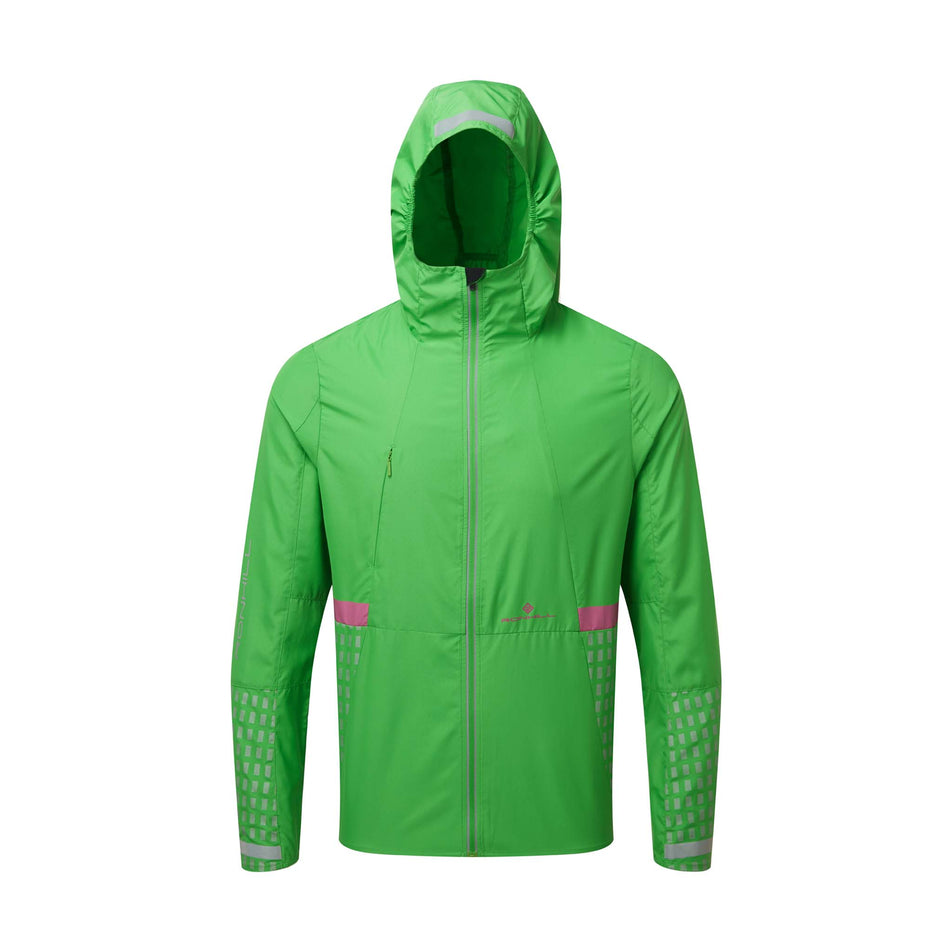 Front view of Ronhill Men's Tech Afterhours Running Jacket in green (7580068970658)