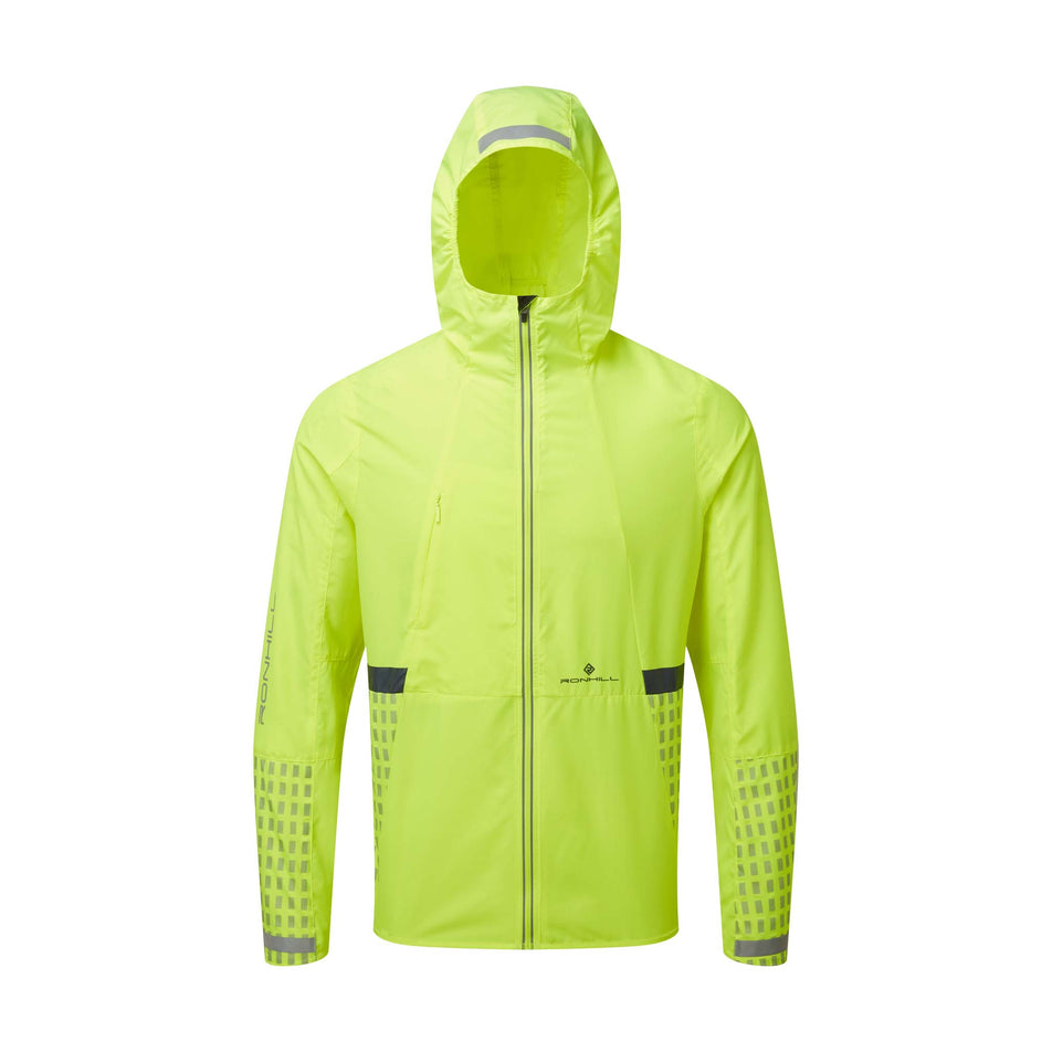 Front view of Ronhill Men's Tech Afterhours Running Jacket in yellow (7574168010914)