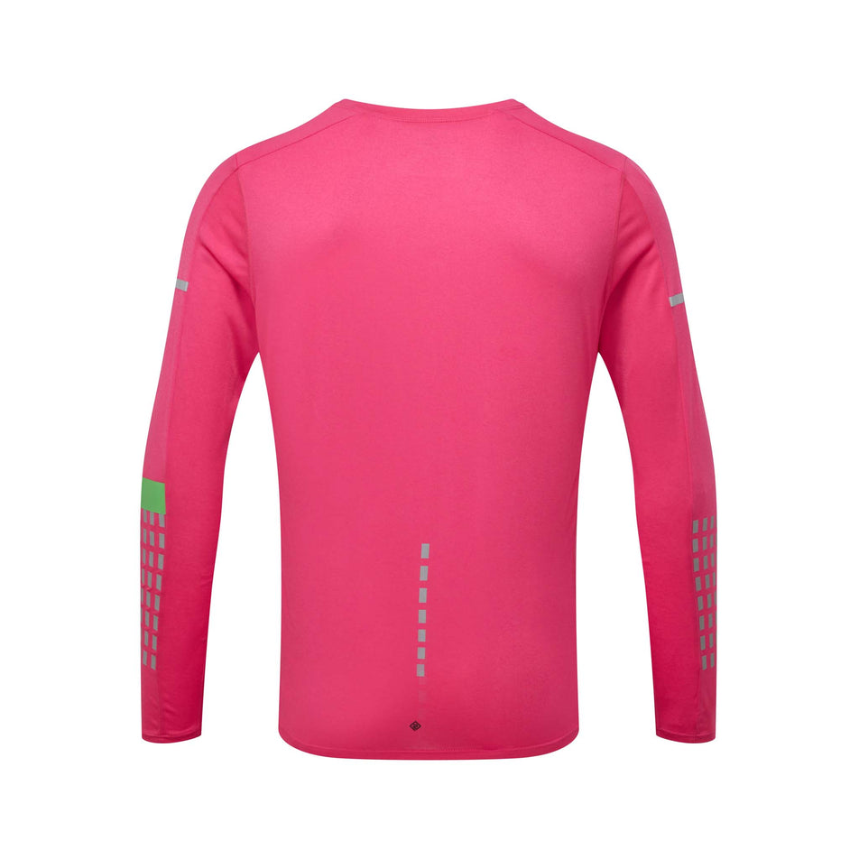 Back view of Ronhill Men's Tech Afterhours L/S Running Tee in pink (7592229830818)