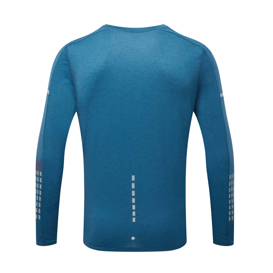 Back view of Ronhill Men's Tech Afterhours L/S Running Tee in blue (7574227058850)