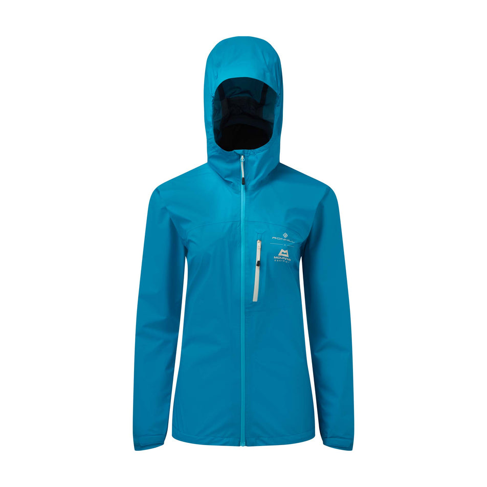 Front view of Ronhill Women's Tech Gore-Tex Mercurial Running Jacket in blue (7572898807970)