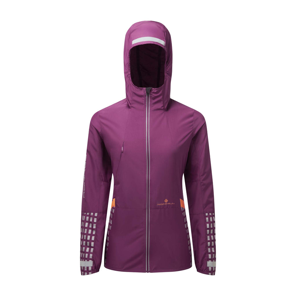 Front view of Ronhill Women's Tech Afterhours Running Jacket in purple (7572830159010)