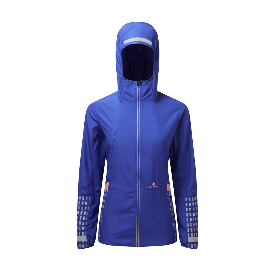 Front view of Ronhill Women's Tech Afterhours Running Jacket in blue (7592128708770)
