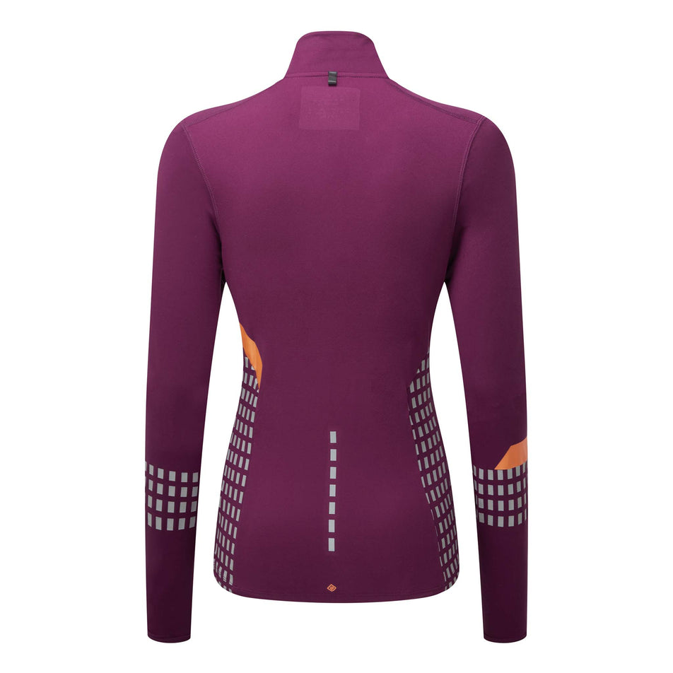 Back view of Ronhill Women's Tech Afterhours 1/2 Zip Running Tee in purple (7572860567714)