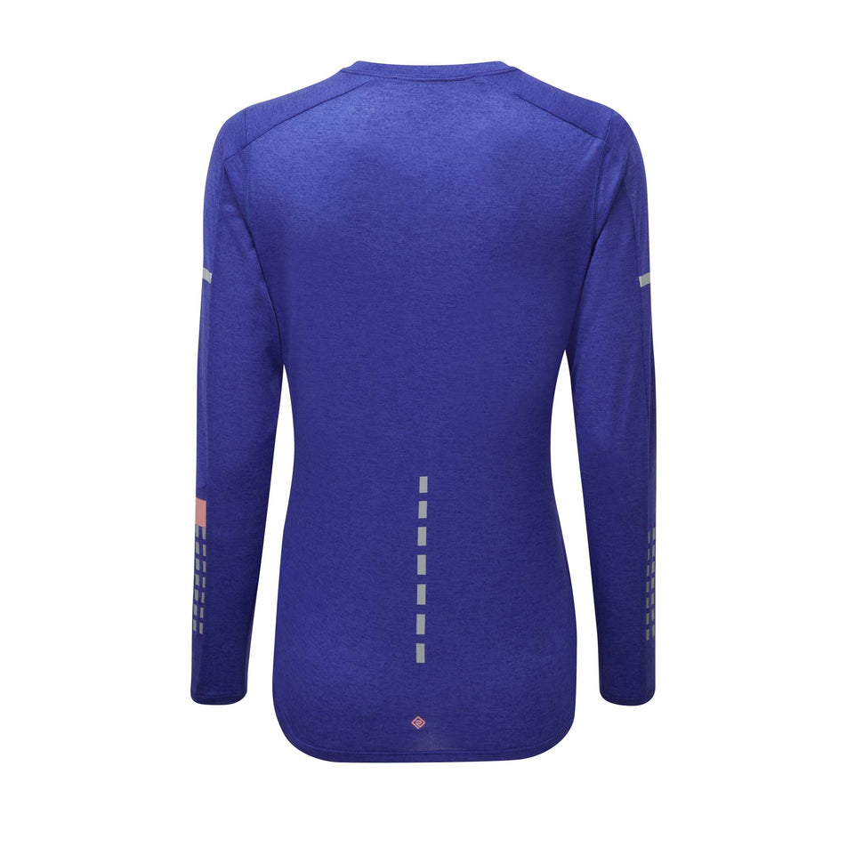Back view of Ronhill Women's Tech Afterhours L/S Running Tee in blue (7572863811746)