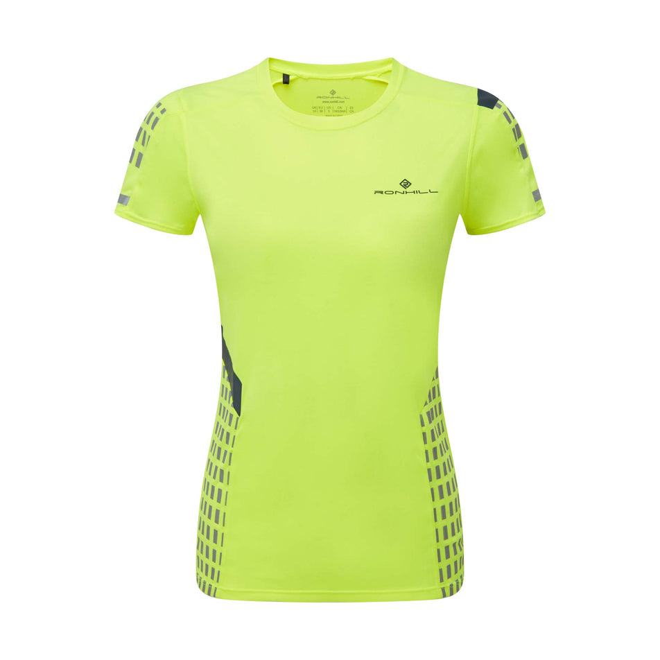 Front view of Ronhill Women's Tech Afterhours S/S Running Tee in yellow (7580025979042)
