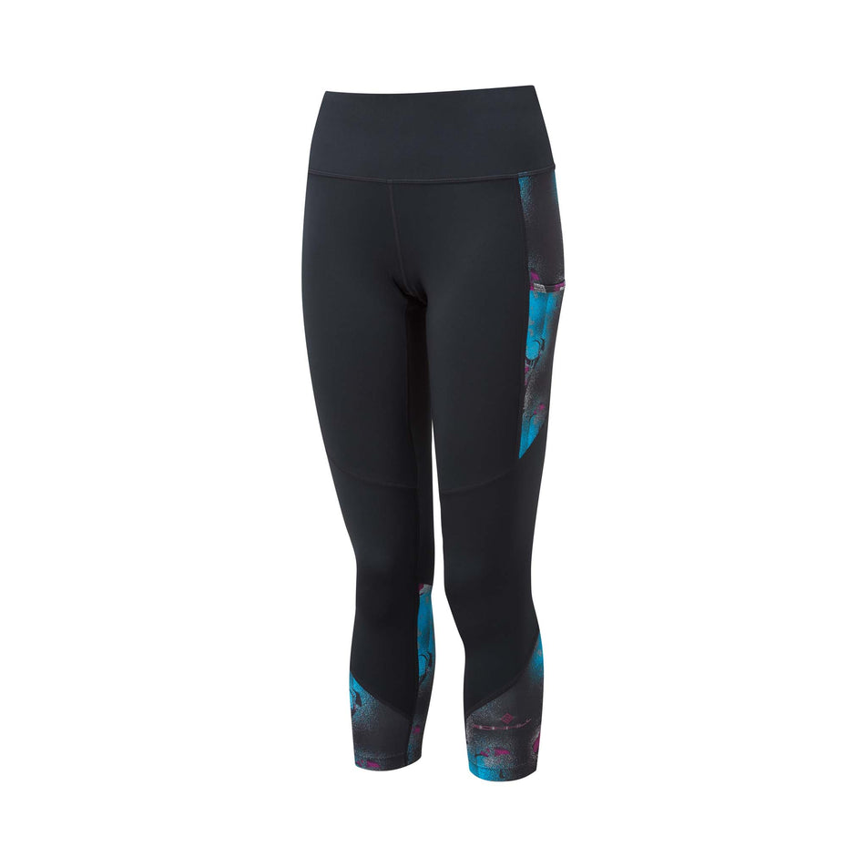 Front view of Ronhill Women's Life Satori Crop Running Tight in black (7579977679010)