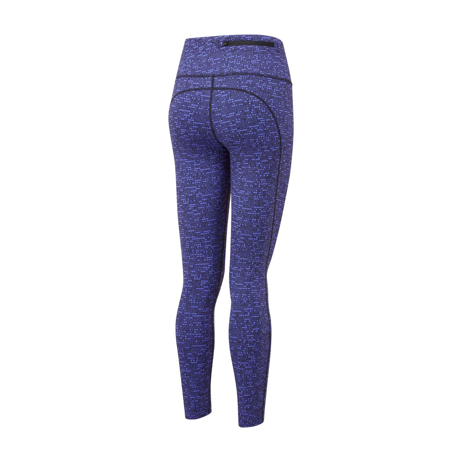 Behind view of Ronhill Women's Life Deluxe Running Tight in blue. (7572950646946)