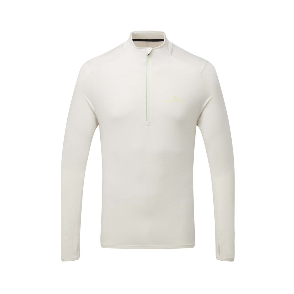 Front view of Ronhill Men's Life Practice 1/2 Zip Running Tee in white. (7593508405410)