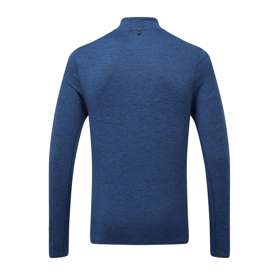 Back view of ronhill men's life practice 1/2 zip running tee in blue (7573975498914)