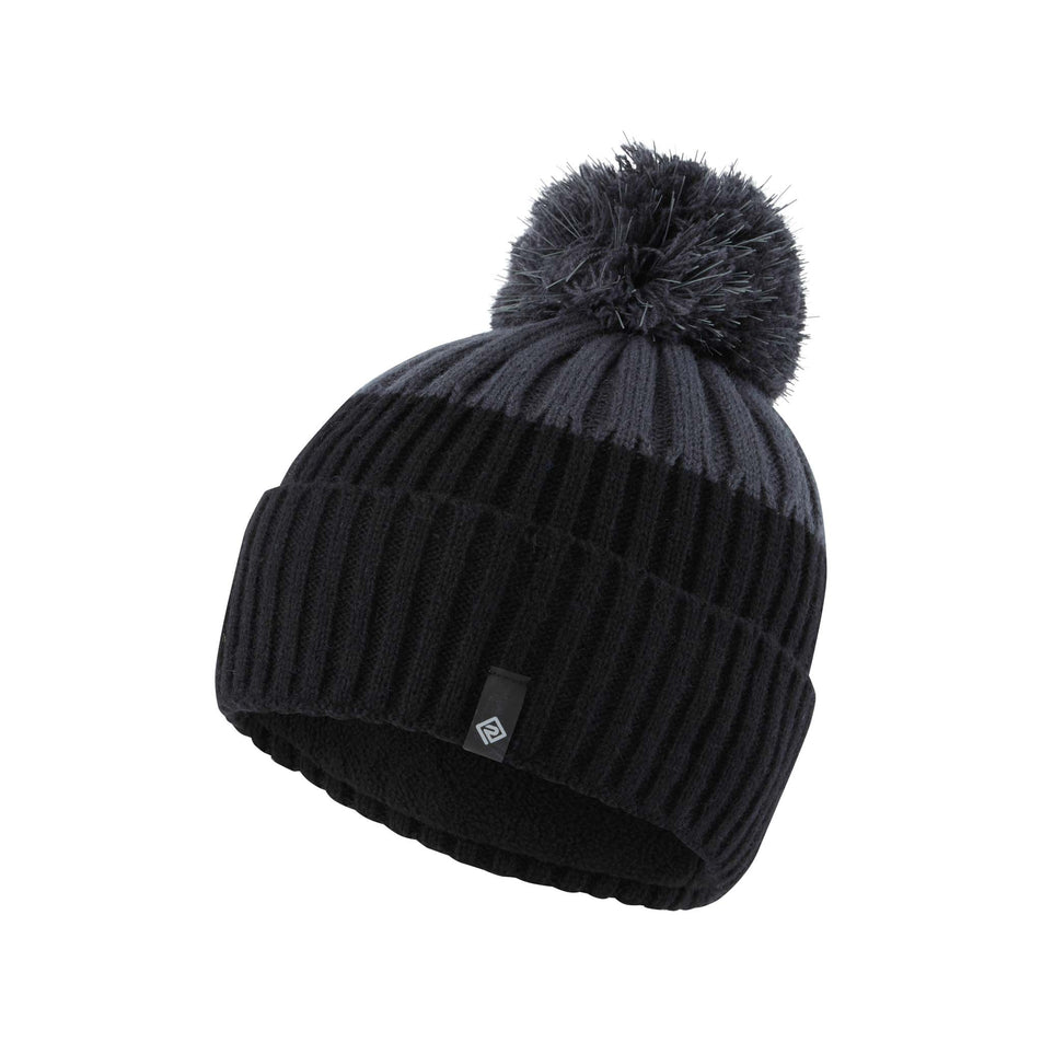 Front angled view of Ronhill Unisex Bobble Running Hat in black (7602264015010)