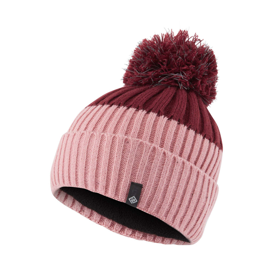 Front angled view of Ronhill Unisex Bobble Running Hat in pink (7602265260194)