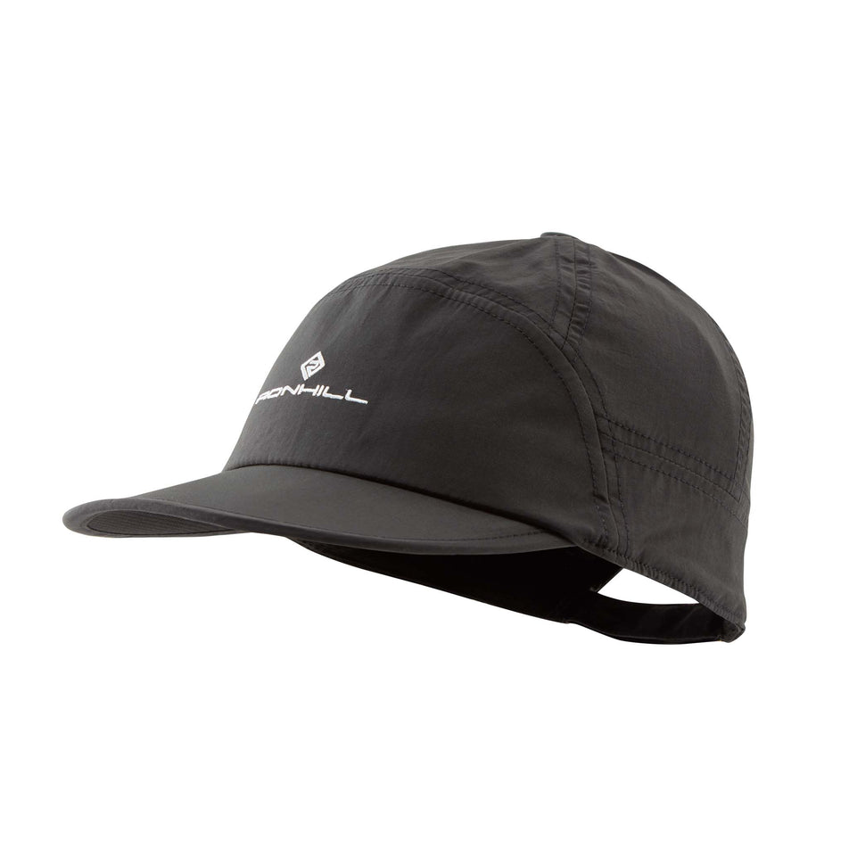 Front view of Ronhill Unisex Sun Cap in black. (7753197453474)