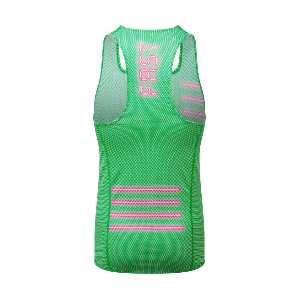 Back view of Ronhill Men's Tech Golden Hour Running Vest in green. (7744537002146)