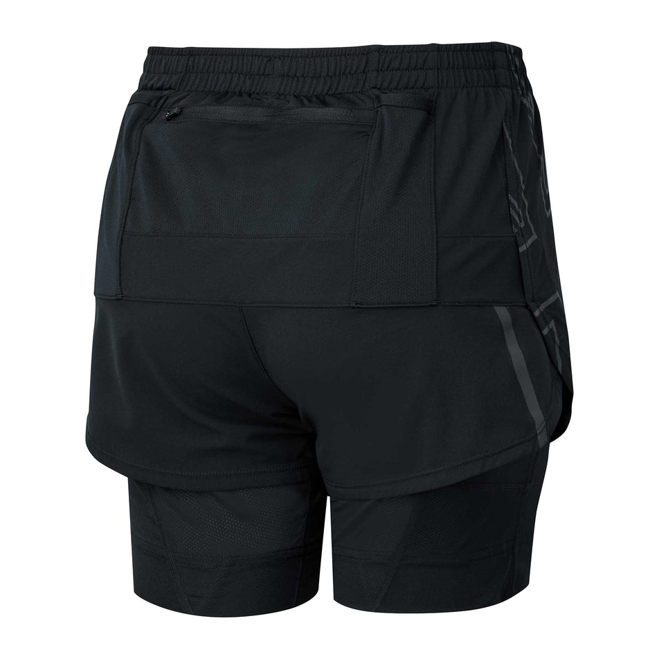 Rear view of Ronhill Women's Tech Marathon Twin Running Short in black (6903645470882)