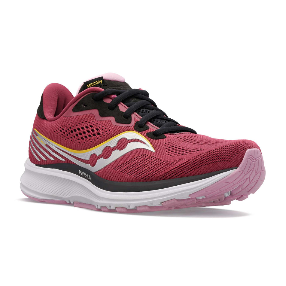 Anterior angled view of women's saucony ride 14 running shoes (7239063568546)