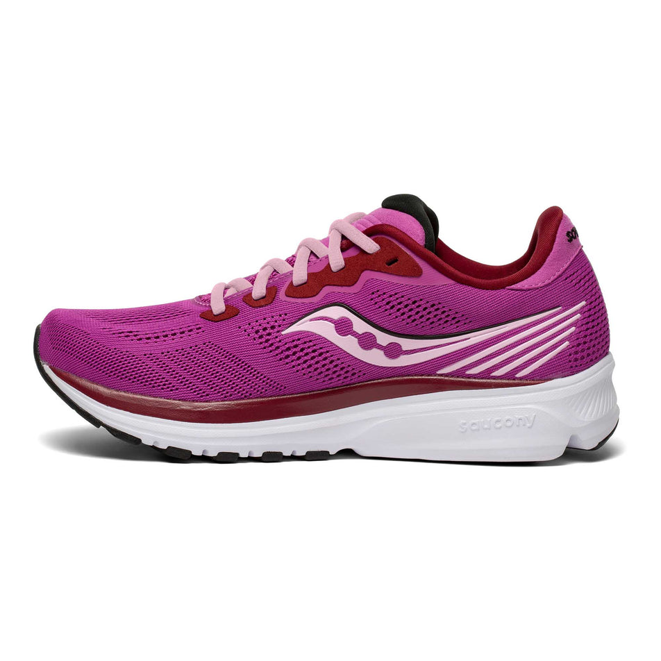 Medial view of women's Saucony Ride 14 running shoes. (6890832855202)