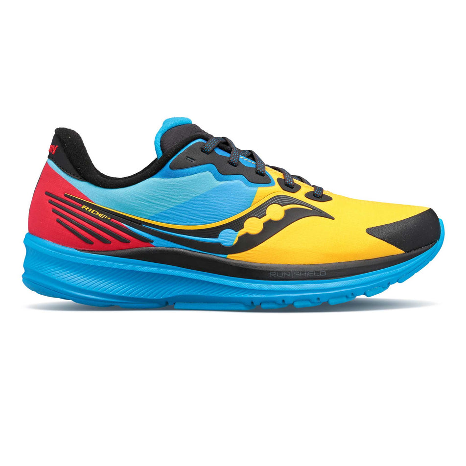 Lateral view of women's Saucony Ride 14 RunShield running shoes. (6890841243810)