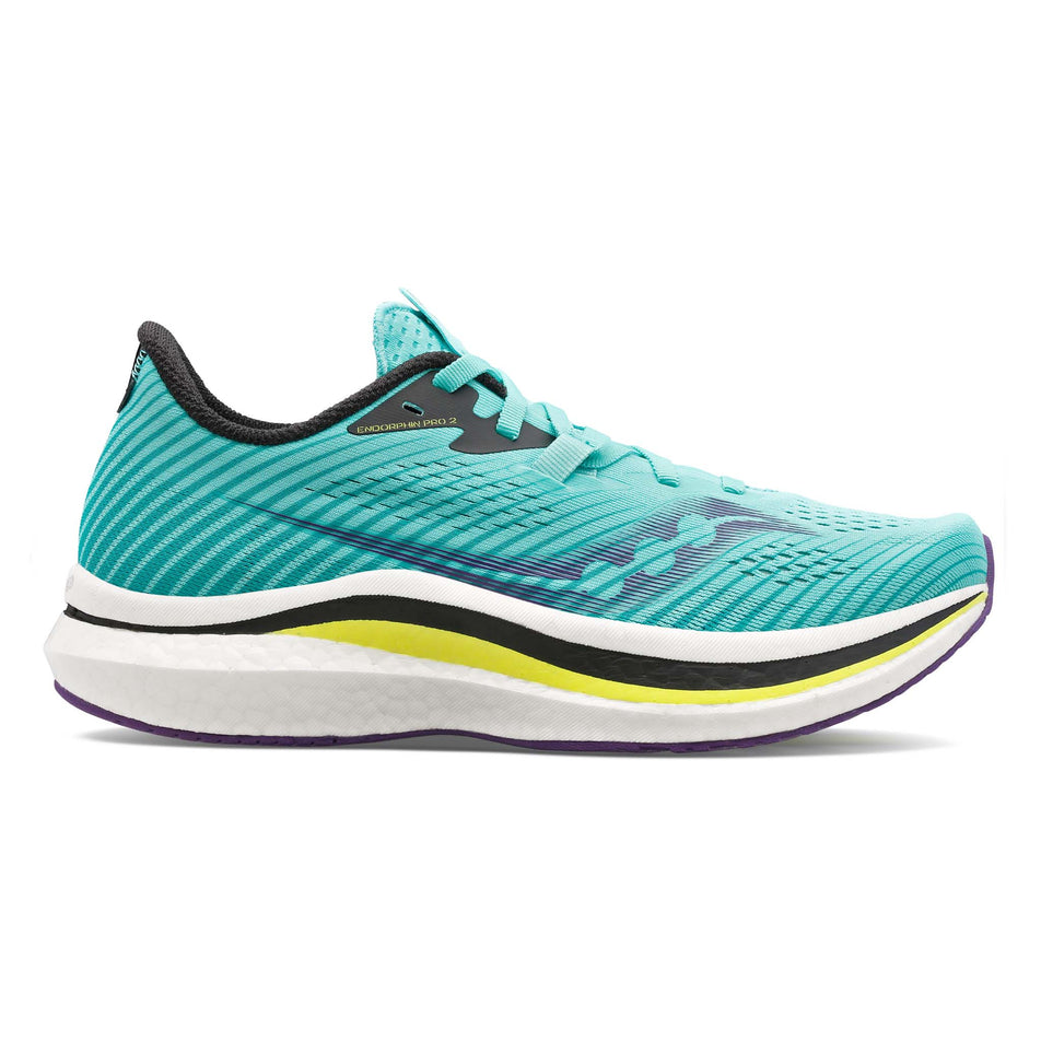 Lateral view of women's saucony endorphin pro 2 running shoes (7271911194786)