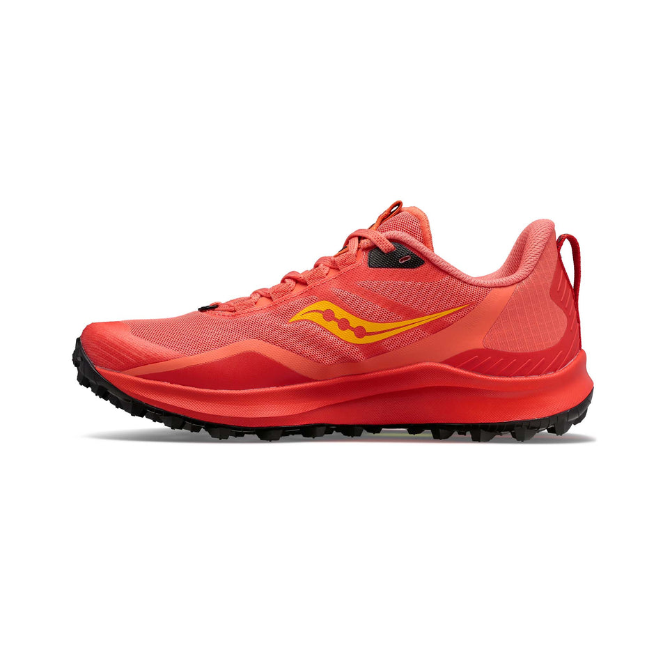 Right shoe medial view of Saucony Women's Peregrine 12 Running Shoes in red (7691818664098)