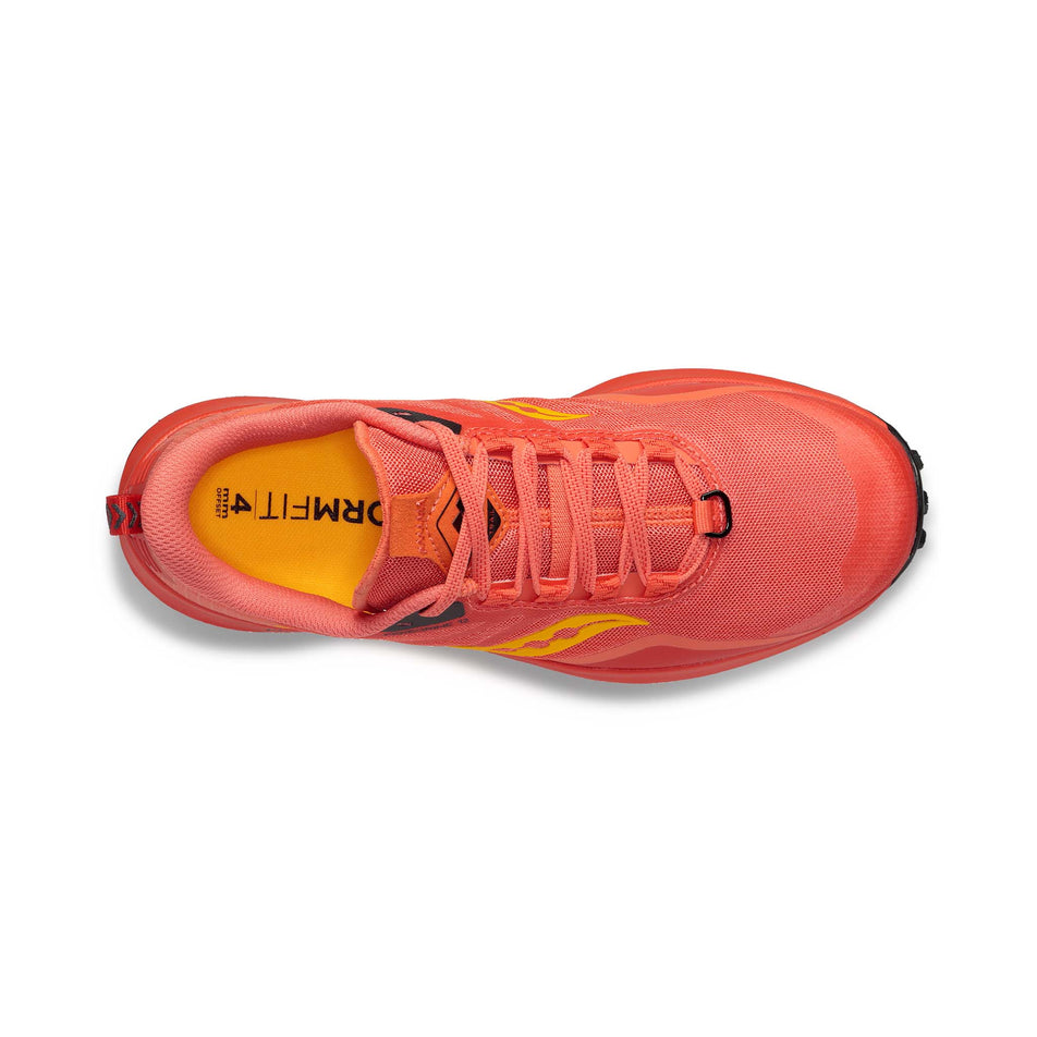 Right shoe upper view of Saucony Women's Peregrine 12 Running Shoes in red (7691818664098)