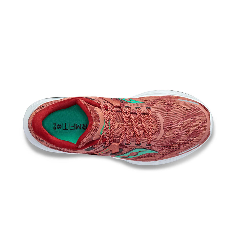 Right shoe upper view of Saucony Women's Guide 16 Running Shoes in red. (7752249344162)