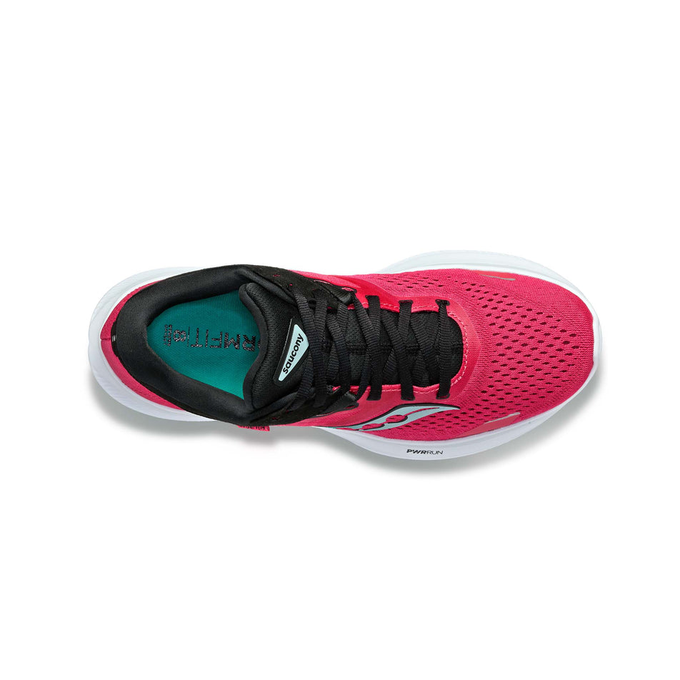 The upper of the right shoe from a pair of women's Saucony Ride 16 Running Shoes (7841975304354)