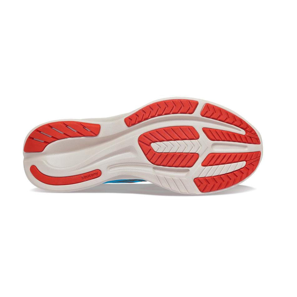 Outsole view of men's saucony ride 15 running shoes in blue (7537173921954)