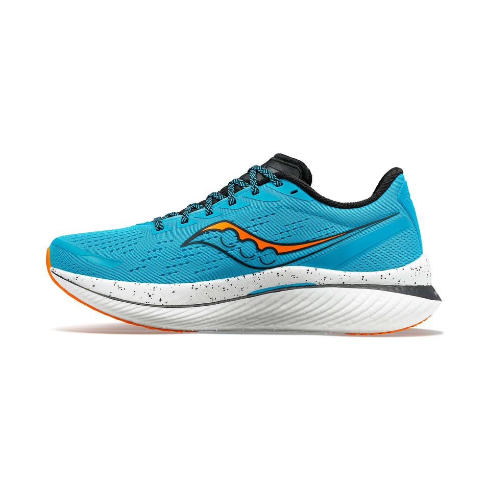 Right shoe medial view of Saucony Men's Endorphin Speed 3 Running Shoes in blue. (7752260157602)