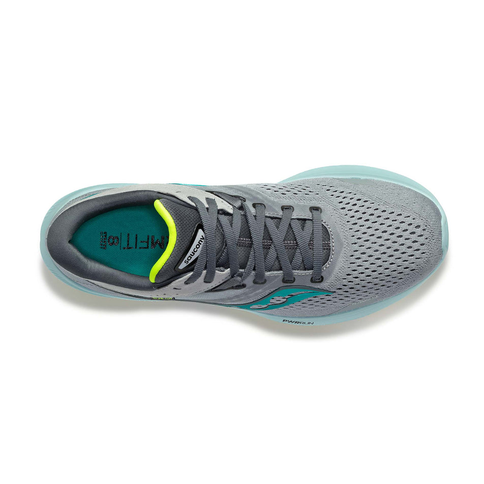 The upper of the right shoe from a pair of men's Saucony Ride 16 Running Shoes (7841293074594)