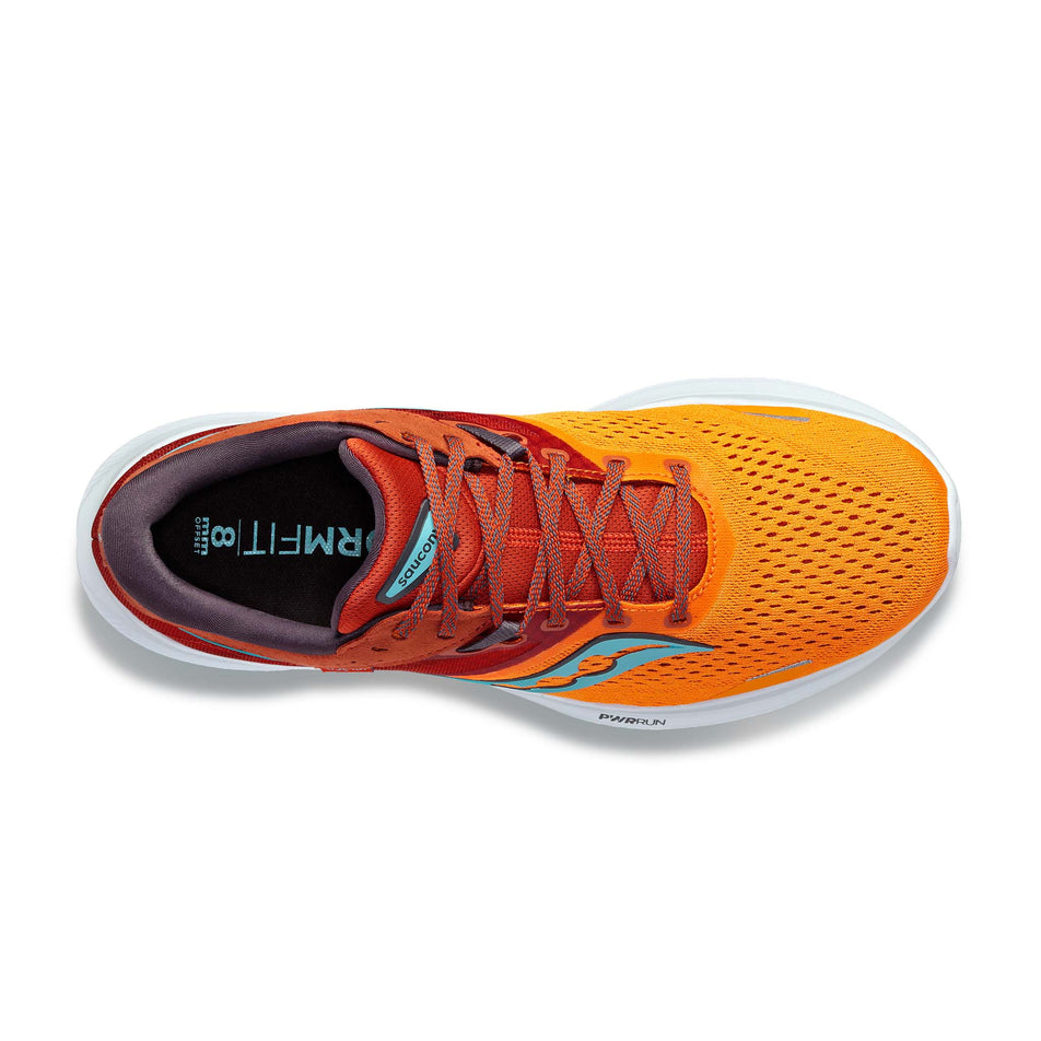 The upper of the right shoe from a pair of men's Saucony Ride 16 Running Shoes (7841296679074)