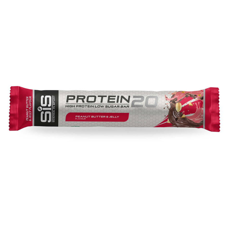 Front view of science in sport protein 20 energy bar  in the peanut butter and jelly flavour (7441380769954)