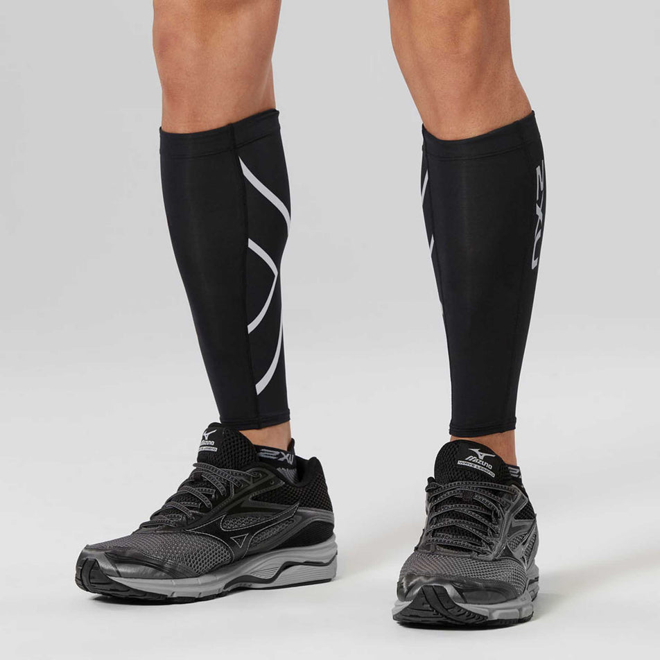 Front view of unisex 2XU compression Calf Guards (6959097938082)