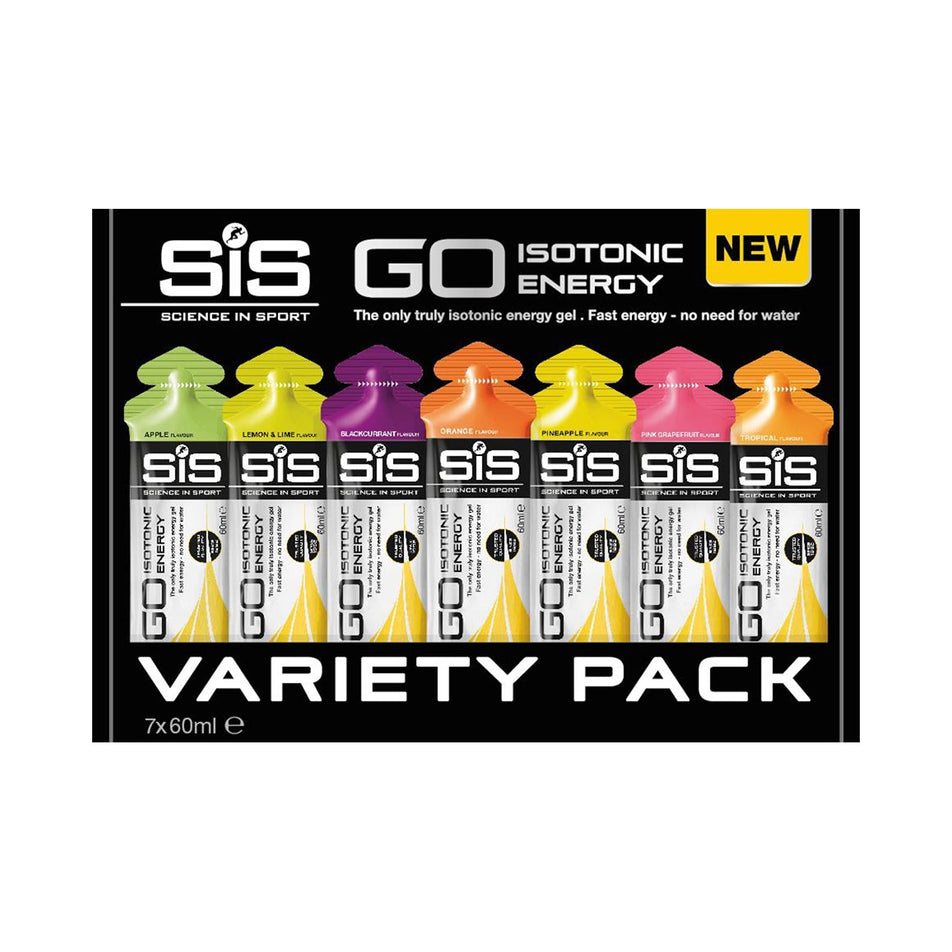 Front view of sis science in sport go isotonic gel variety pack (7074481406114)