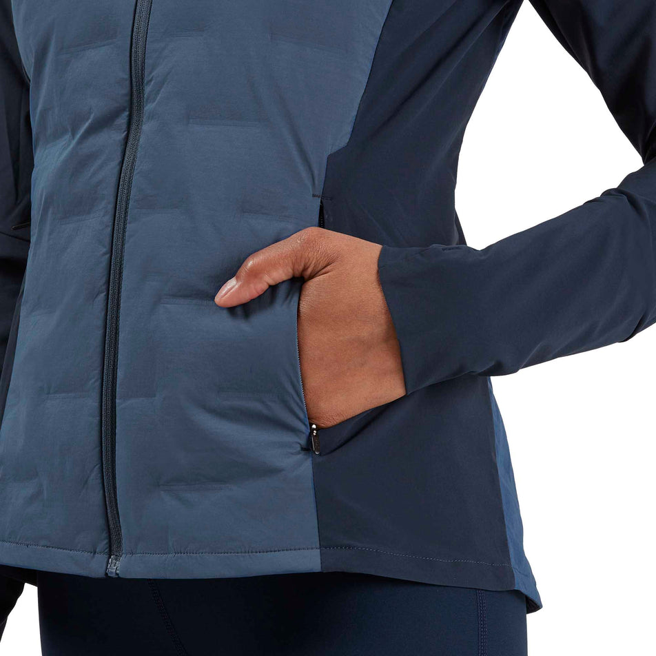 Side pocket view of women's on climate jacket (6910435360930)