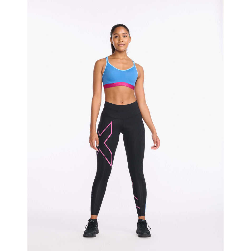 Front view of women's 2xu light speed mid-rise compression tights (7254472392866)