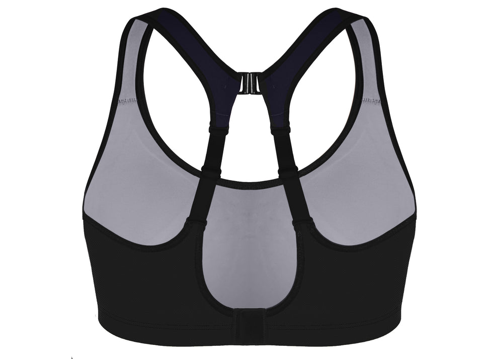 FM London Strappy Sports Bra for Women, Seamless Shock Absorber for Fitness  & Yoga, Padded Bra Designed to Sit Firmly but Gently on Your Skin,  Breathable High Impact , Black, S 