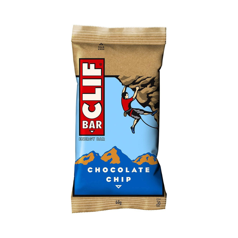 Front view of clif bar energy bar cl chocolate chip (7074300493986)
